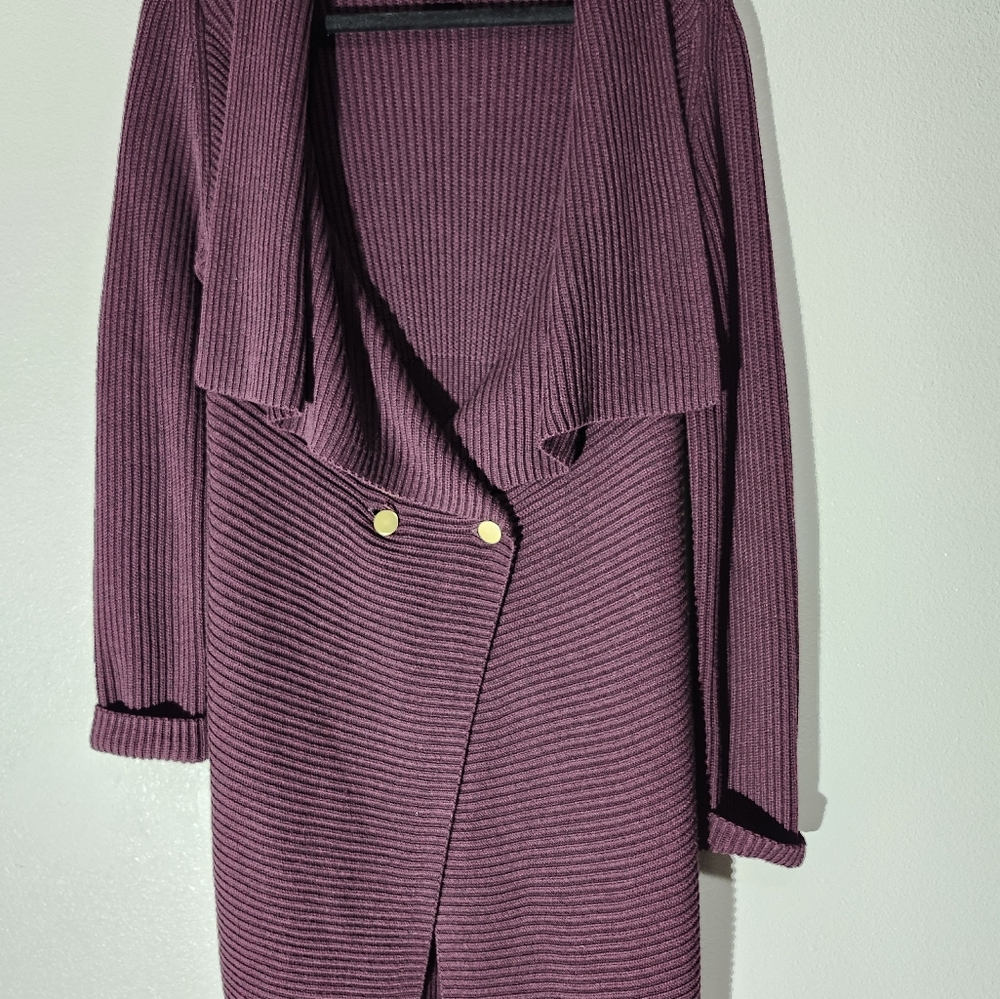 CAbi Burgundy Ribbed Knit Cardigan